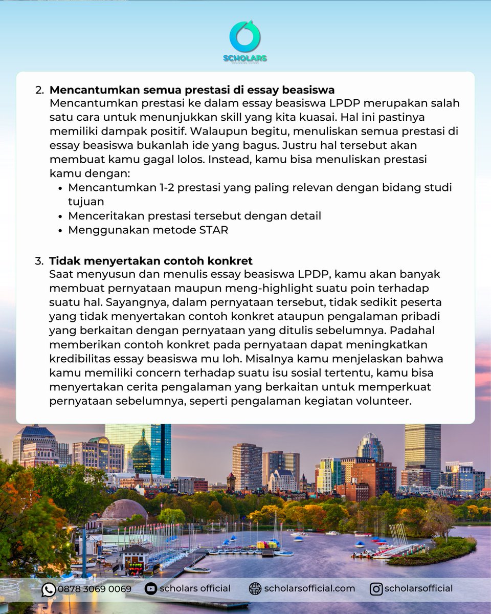 scholars_ig's tweet photo. Jangan harap essay beasiswa kamu dilirik pihak LPDP kalau masih ngelakuin 5 kesalahan ini! Yuk cek kesesuaian essay beasiswa LPDP kamu sekarang sebelum terlambat.

#lpdp #essaylpdp #beasiswalpdp #tipslpdp #pejuanglpdp #scholarshipindonesia https://t.co/xqJEGvvbvn