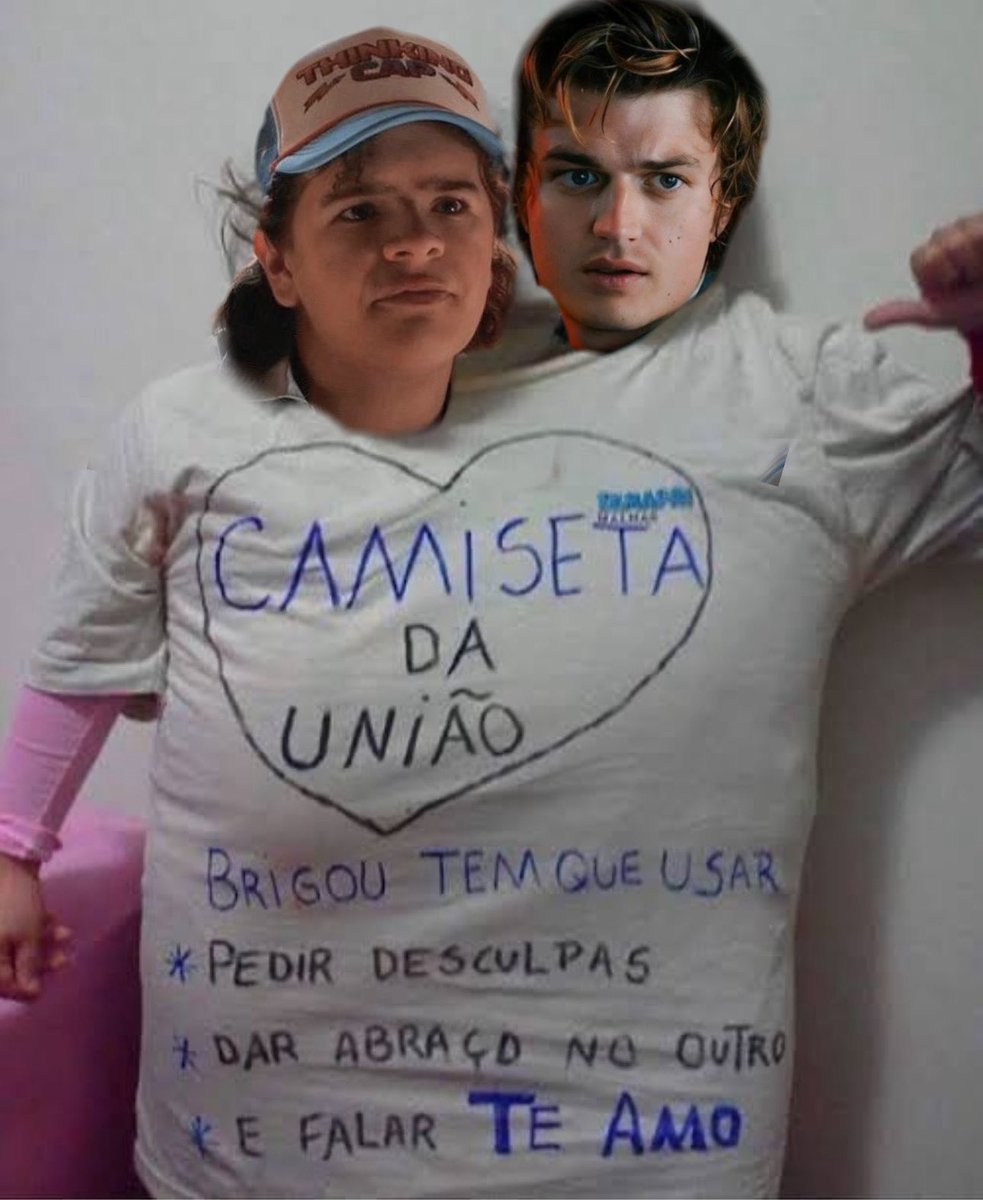 biaglion's tweet image. alguém coloca o steve e o dustin com a camiseta da união por favor