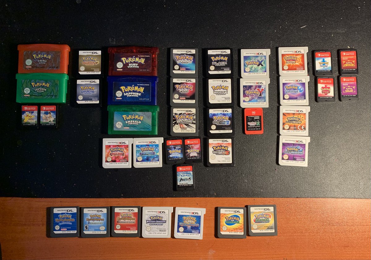 DIs4Darcy's tweet photo. Been a fan of Pokémon since  I was very young, being able to play my brother’s Pokémon Yellow (supervised mind you) and then finally getting my own game in the form of Sapphire. I’ve acquired the majority of these when they released as to do so now would be a huge expense. https://t.co/wWIY3iTgul
