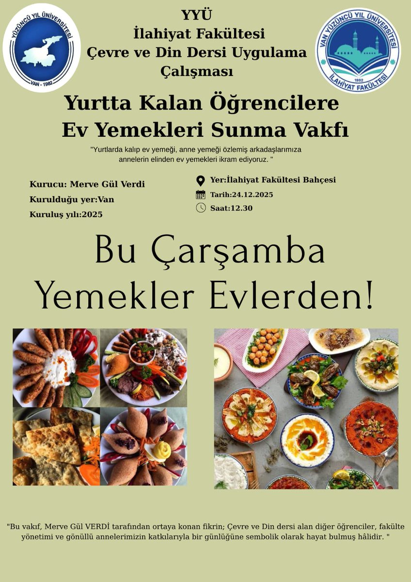 vanyyuilahiyat's tweet photo. Fakültemiz öğrencileri yalnızca akademik alanda ön plana çıkmakla kalmıyor aynı zamanda sosyal faaliyetler bağlamında da örnek bir tutum sergiliyor. Çevre ve Din dersi kapsamında evde kalan öğrencilerimiz, yurtta kalan öğrencilerimize anne/ev yemeği ikrâm ediyorlar.
@3AkEmin4 https://t.co/cmr6FuWkWC