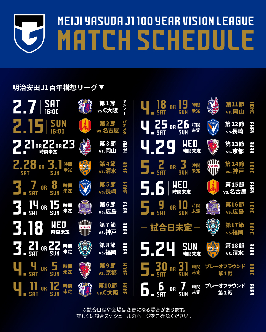 明治安田J1 百年構想リーグ 地域リーグラウンド 第1・2節詳細発表