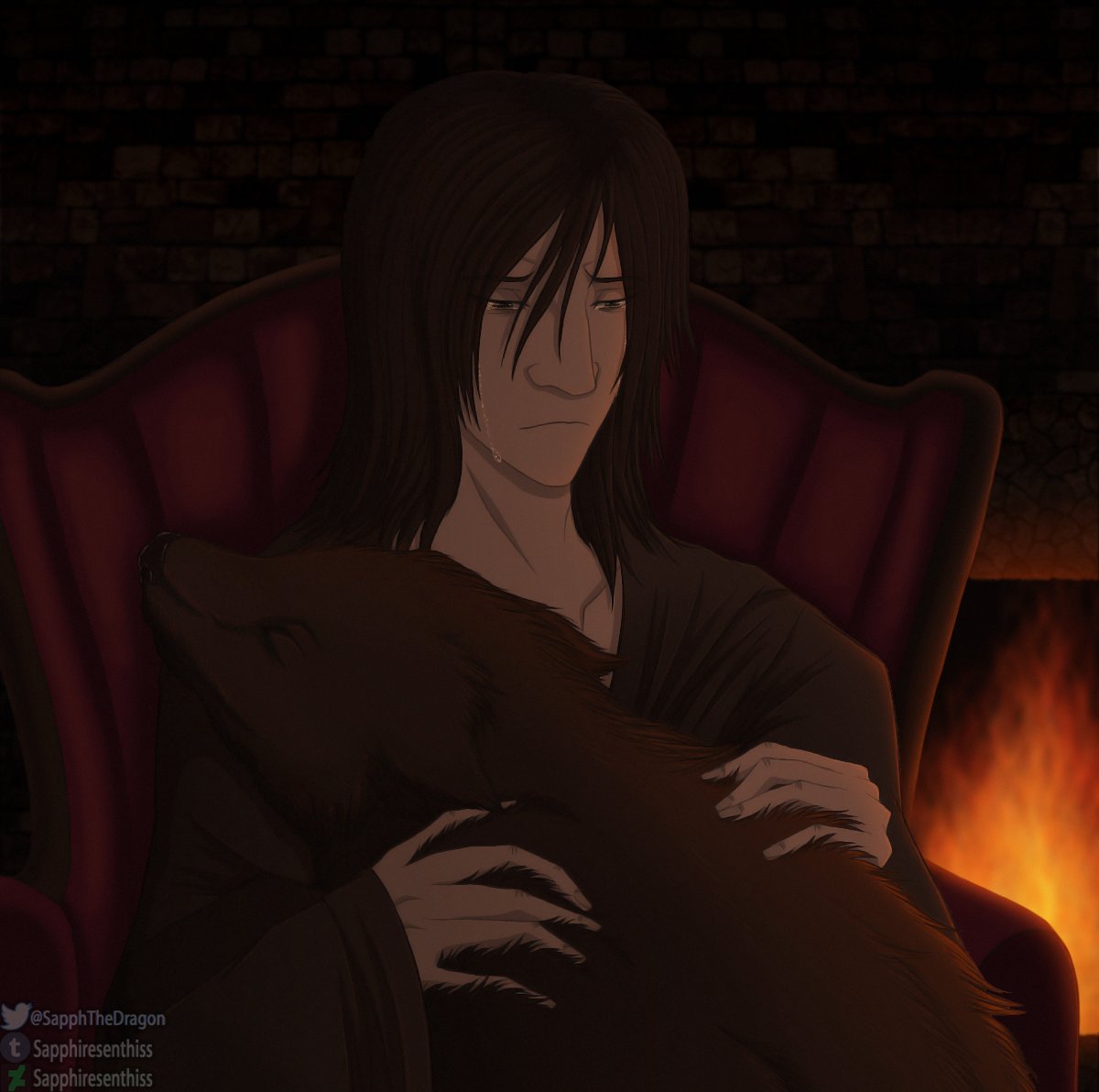 SapphTheDragon's tweet image. Even the toughest ones can eventually break under enough pressure...

More Snirius (Severus Snape x Sirius Black)!
Heavily based on mine and @UnderloveNSFW 's roleplay.

#snirius #snack #starprince #padfoot #fanart #art #severussnape #siriusblack