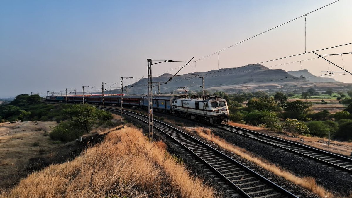 KJM WAP7 hauled 16508 Bengaluru- Jodhpur Express outskirts from Horseshoe Curve of Daundaj in the territory of CR Pune . #raildrishti <a href="/rajtoday/">Rajendra B. Aklekar</a> <a href="/Ananth_IRAS/">Ananth Rupanagudi</a>