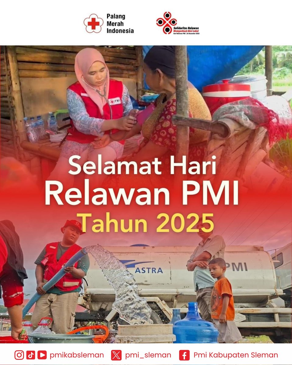 Dari aksi kecil di lingkungan sekitar, solidaritas relawan mampu menghadirkan dampak besar bagi kemanusiaan.

Selamat Memperingati Hari Relawan PMI Tahun 2025.

#PMISelalubantu
#HariRelawanPMI
