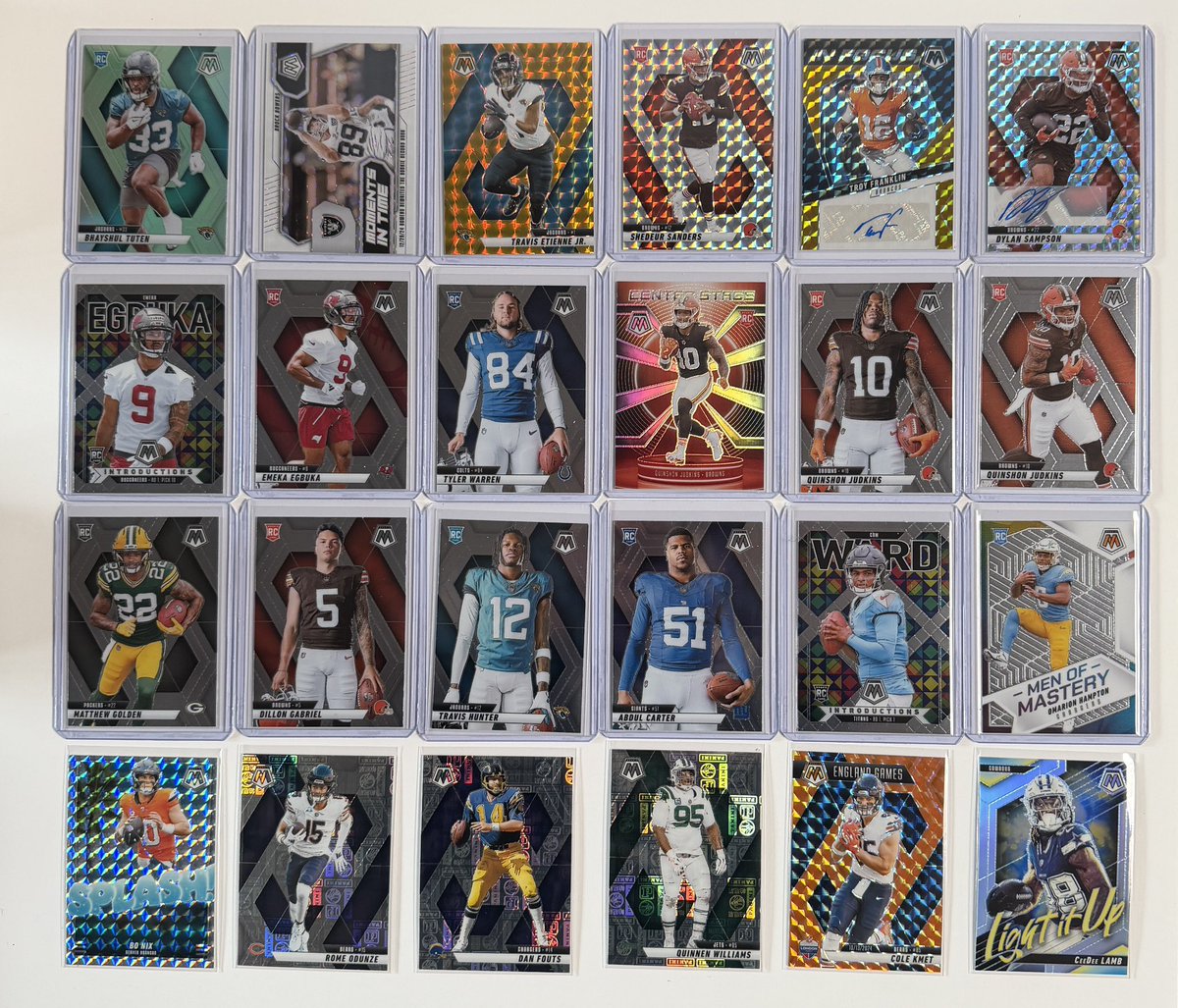 jamesfastiggi's tweet photo. Christmas NFL on @netflix today makes me want to rip some NFL cards 

Brock Bowers /25
Travis Etienne Jr /10
Troy Franklin Auto /10

Bunch of decent rookies too 

@GKSportCards @PeerlessCards @SobbellCards @TomBrady @CardVaultTB https://t.co/LVTeQtTvvK