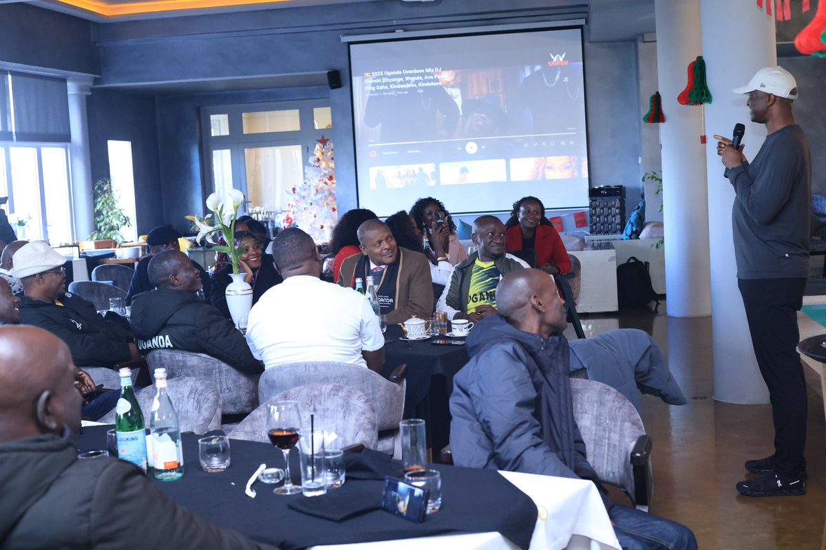 OfficialFUFA's tweet photo. A luncheon was organized as Ugandans in Morocco celebrated Christmas. It was attended by the Ugandan Ambassador to Morocco is H.E. Dr. Rashid Yahya Ssemuddu, the Permanent Secretary @mofpedU @rggoobi , FUFA President Hon. @MosesMagogo , 2nd FUFA VP Dr. Azar Taib, Excom member Dr. Apollo Ahimbisibwe, National teams manager and officer Patrick Ntege and Paul Mukatabala respectively, @Futsal_Uganda_  Chairman @HamzaJjunju , officials from @TourismBoardUg  among other.