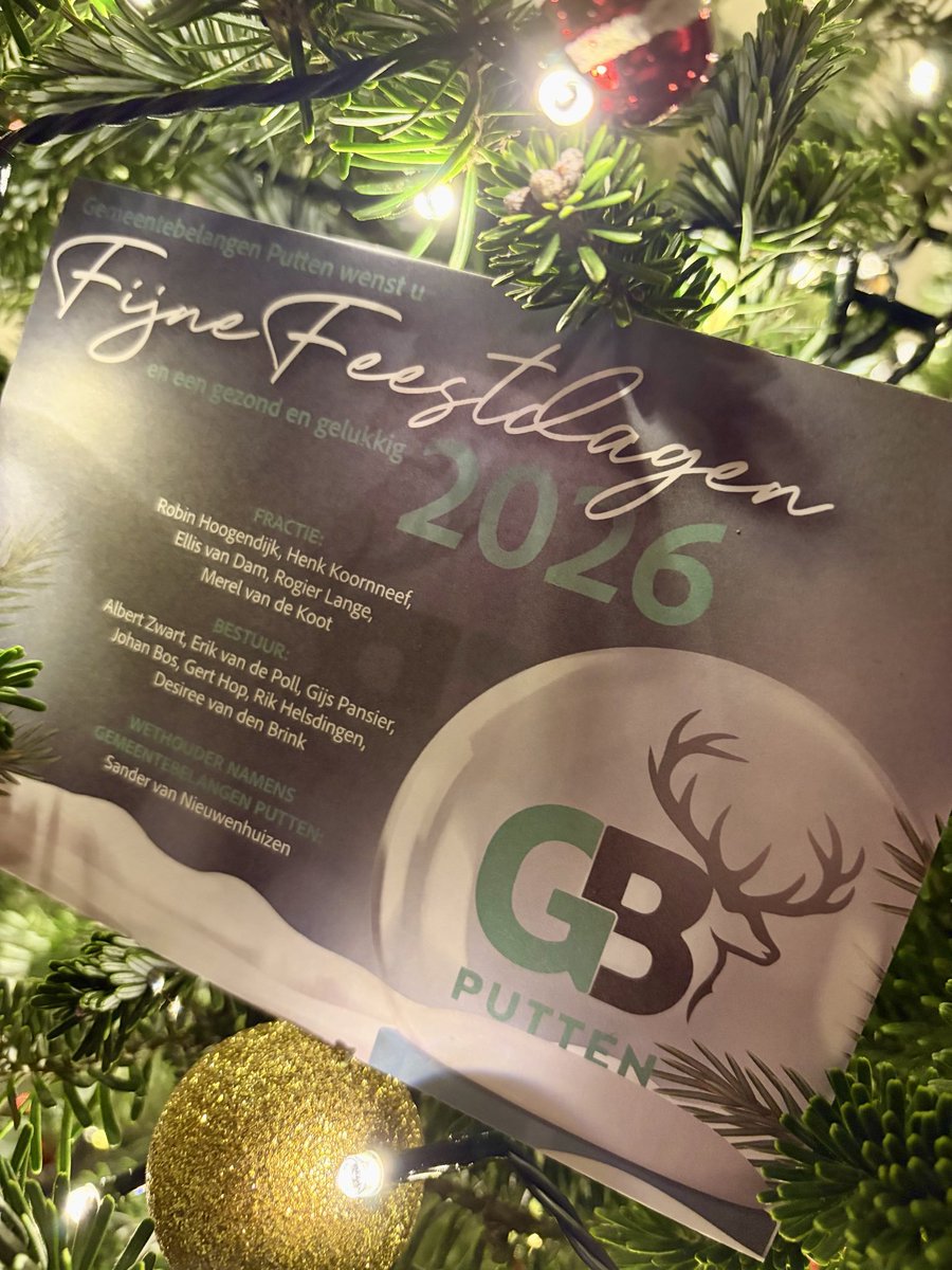 Bestuur en Fractie van Gemeentebelangen Putten wensen u Fijne Feestdagen en een gelukkig en een gezond 2026.

Gemeentebelangen Putten; Lokaal, Betrokken en Betrouwbaar 💪🏻

#Putten #GemeentebelangenPutten #MerryChristmas #FijneFeestdagen #vrolijkkerstfeest