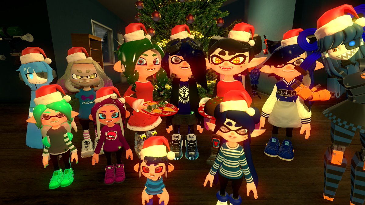 BlueStar_squid's tweet photo. Merry Christmas to everyone #Splatoon #splatoonart #Christmas2025 https://t.co/218yLwMyeg