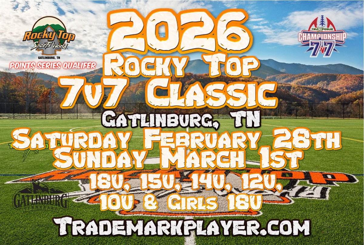 CadillacJBlack's tweet photo. You up for it? Rocky Top 7v7 Classic -February 28th and March 1st. Gatlinburg, TN 
Saurday-18U, 15U, Girls 18U Sunday-14U, 12U, &amp; 10U https://t.co/FsXkwyYVXx #7v7 #7v7szn #7v7football #football #tssaa 7v7footballtournament youthfootball https://t.co/a4nxBaDa78