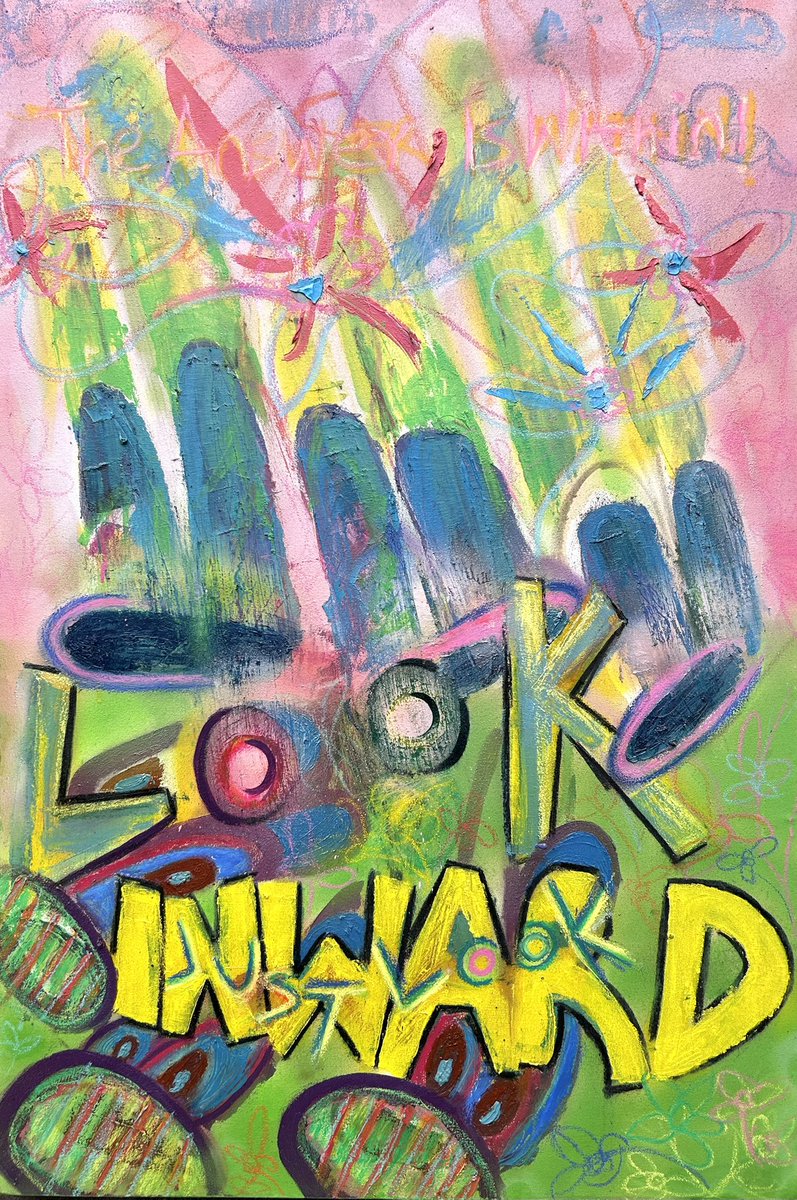 I Created this painting, amid self DOUBT &amp; FEAR!Then I heard this phrase “Look inwards”  that’s the story behind this piece!