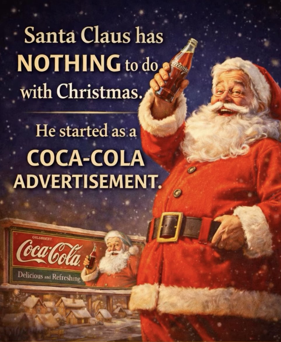 timothysykes's tweet photo. ARE YOU READY FOR A FUN CHRISTMAS FACT/LIFE LESSON??? 

(DISCLAIMER: KIDS STOP READING NOW!))

...the the actual Saint Nicholas (4th-century Bishop of Myra, modern Turkey) had darker skin tone/dark eyes, and a Mediterranean/Middle Eastern appearance, reflecting his Anatolian Greek heritage, not the pale, rosy-cheeked image of modern Santa, which wad created for a 1930s Coca-Cola advertising campaign by illustrator Haddon Sundblom.

The lesson: you can create whatever life and whatever image of yourself you want, you're not beholden to your background, upbringing or anything anyone who knows you ever says or thinks about you so weed out all your haters, doubters and even your own self-doubt, be sure to stay positive, dream big and work your butt off so you can go global and become iconic too! 

Retweet this if you promise to build your own legend over time just like Coca Cola Santa has!