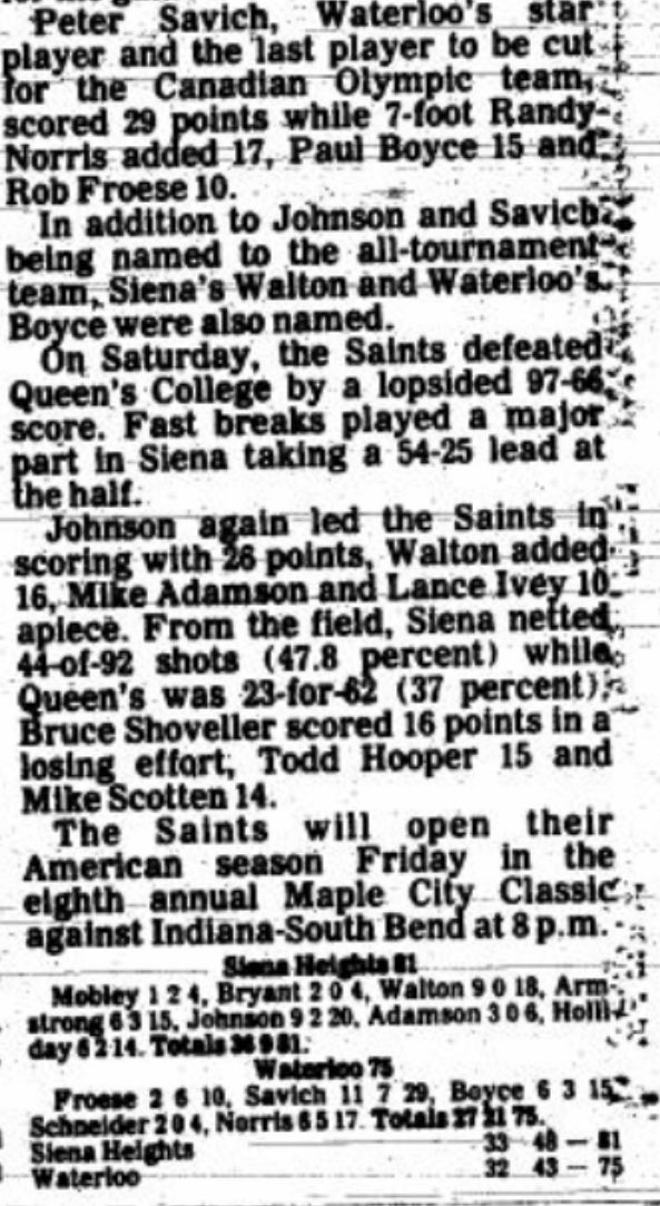 qualitykicks63's tweet photo. @TSNHelp Thank you.. please kind of share the word I would imagine that someone that’s been with the company for a long time. Might remember this game Waterloo versus Siena  Heights College 1985 TSN Guelph 16 team basketball invitational thanks https://t.co/CV5Zl3R2Ip