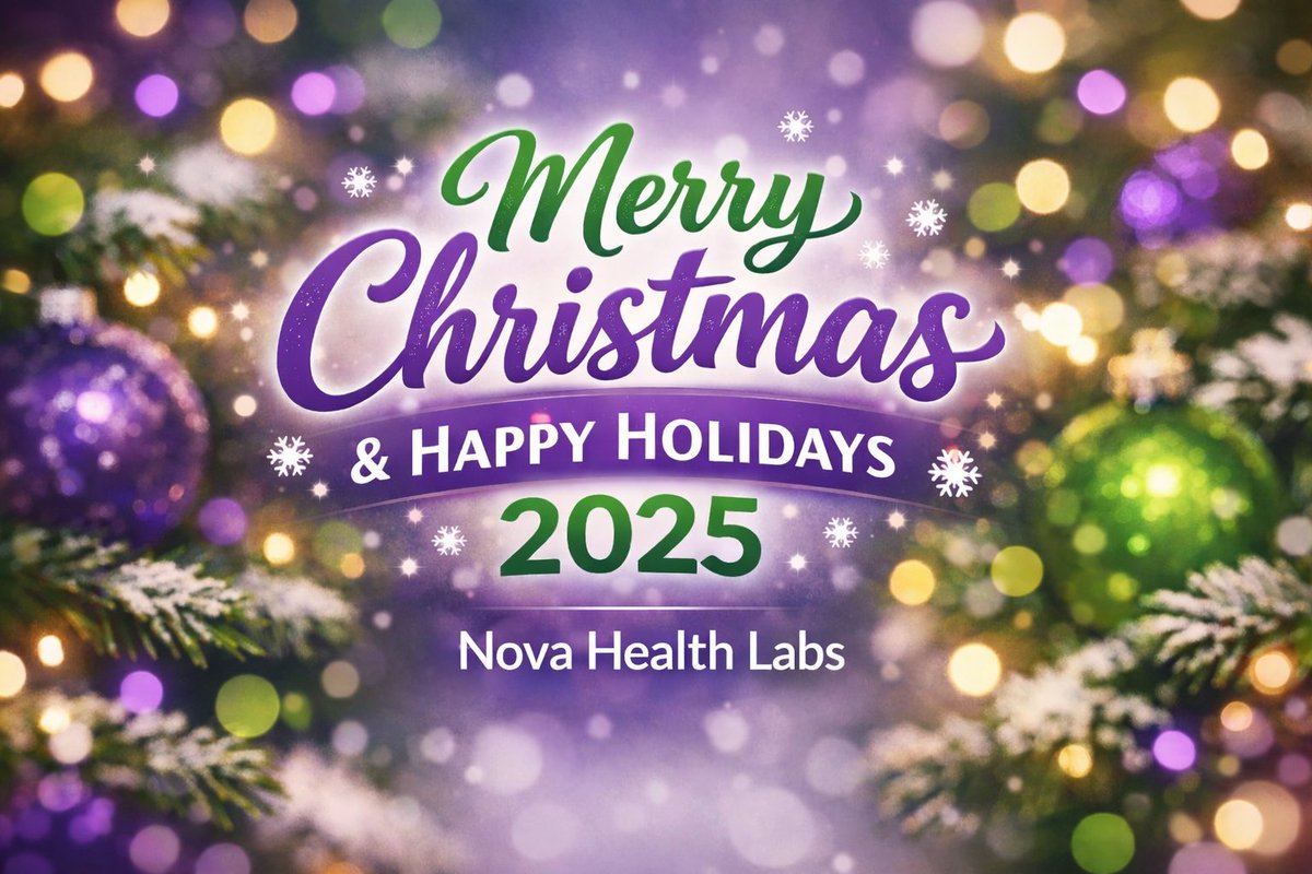 TrellisUsher's tweet photo. From all of us at Nova Health Labs, we’re sending warm wishes to everyone who celebrates this season.

May this season bring you rest, reflection, and time with the people who matter to you. 💜💚

#MerryChristmas #HappyHolidays #Gratitude #HealthcareInnovation  #NovaHealthLabs https://t.co/RNmFgi177j