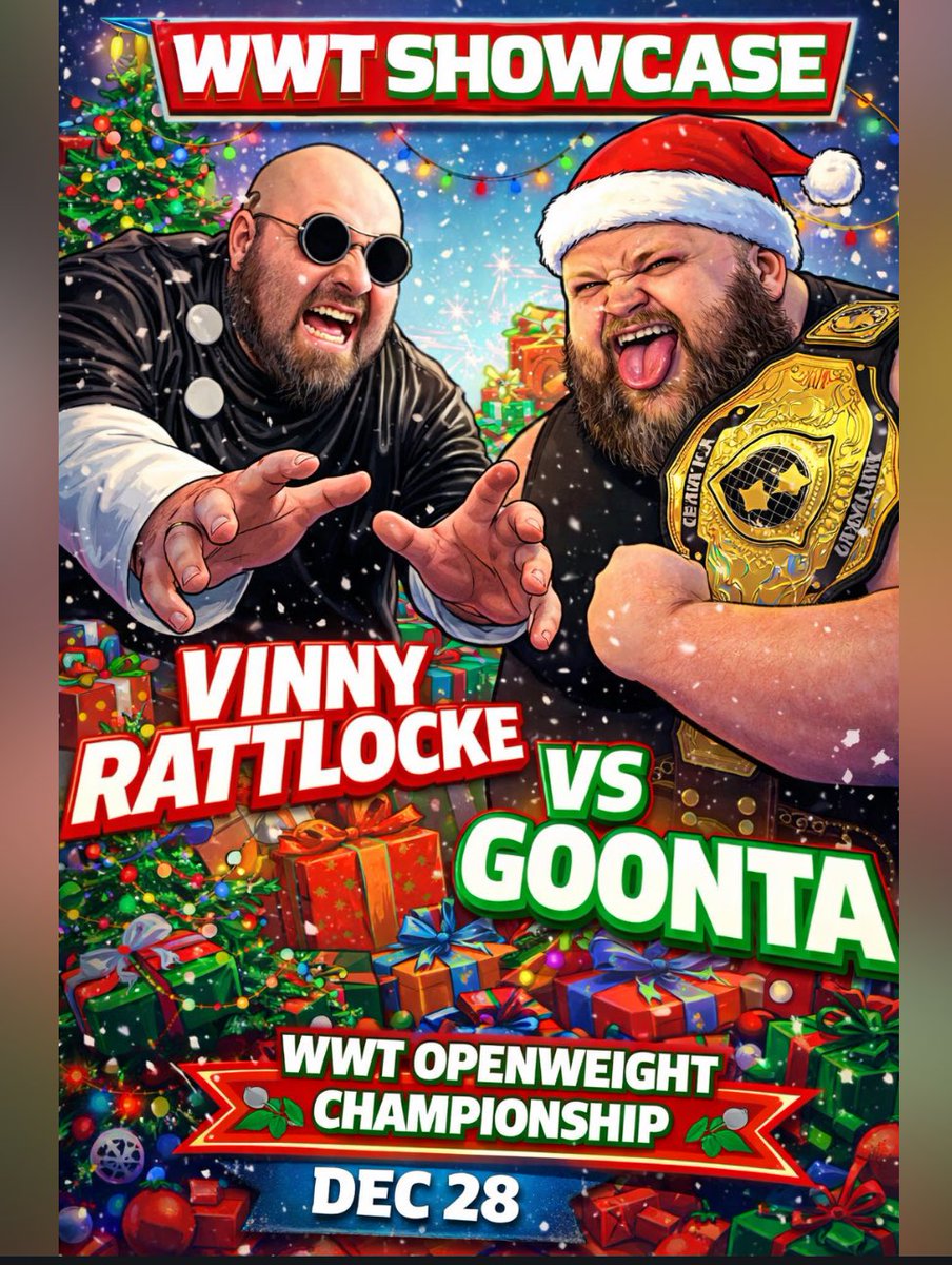 🚨BREAKING🚨 The WWT OpenWeight Championship is on the line when <a href="/Goonta_TBR/">Goonta Guhstenschlammen</a> defends against Vinny Rattlocke at #WWTShowcase 67 🏆 

Will science be enough to topple the mighty Guhstenschlammen?!? Find out this Sunday, Dec 28th ONLY at Wrestle With This on YouTube 🎥