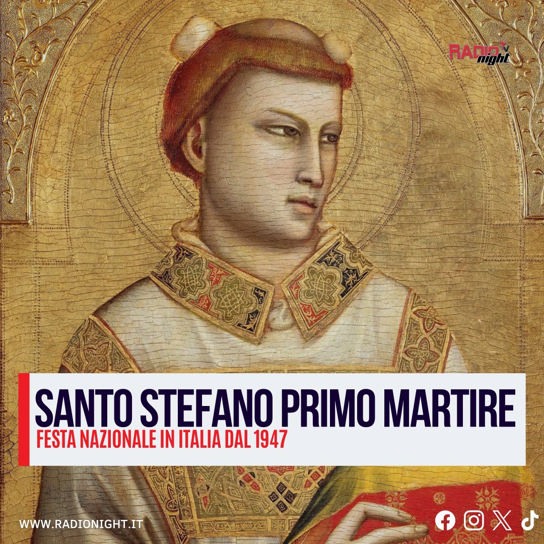 RadioNight_'s tweet image. 💫 Santo Stefano ritenuto il primo martire cristiano più importante tra i diaconi eletti a Gerusalemme

👉🏻 bit.ly/3MQKvM2

#radionight ®️