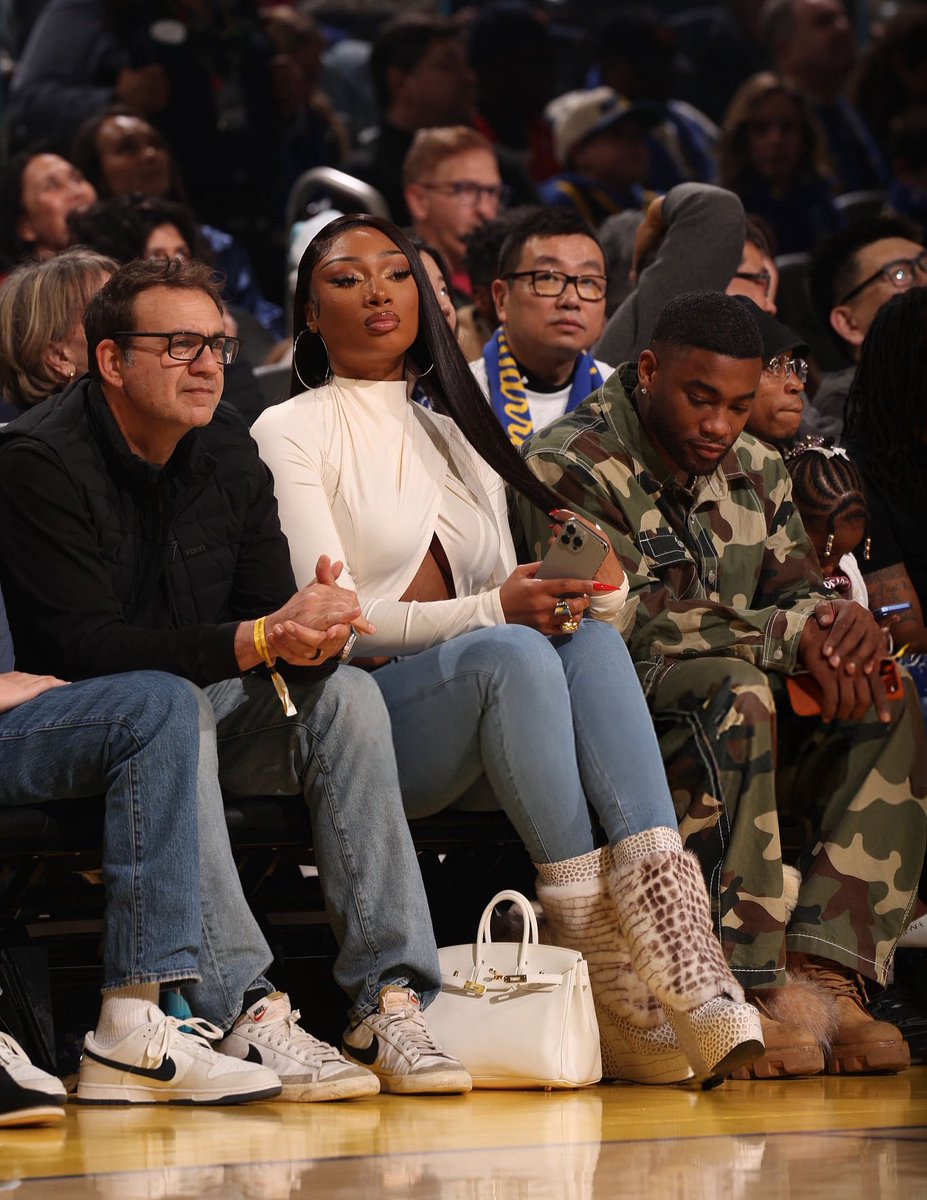 Megan Thee Stallion at the Mavericks-Warriors game in San Francisco today.