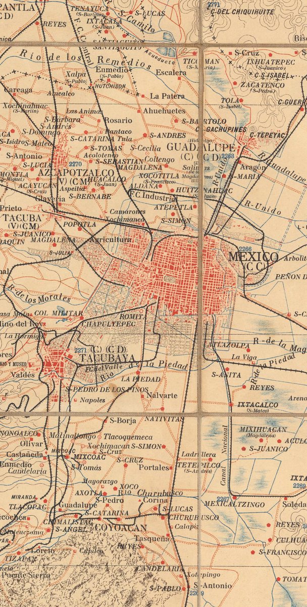 Cuauhtemoc_1521's tweet image. Detalle de un plano de la Ciudad de México y sus alrededores realizado y publicado en 1907 por la Comisión geográfica de guerra y fomento, durante los últimos años del Porfiriato. Noten la extensión de la capital c así como de las nacientes colonias al sur y oeste del núcleo…