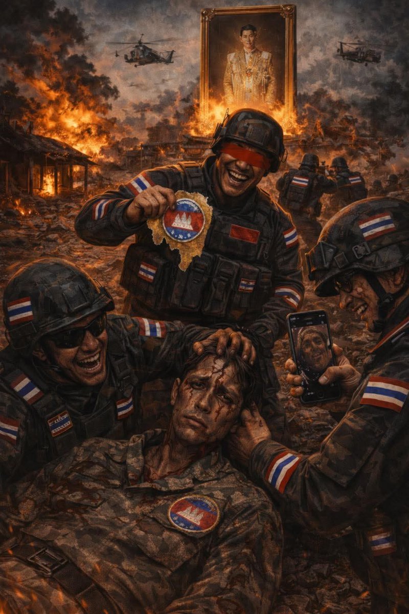 YangSaingKoma's tweet image. This is Thailand.
War is revived for election popularity.
No policy—only enemies.
Dehumanization first, violence next.
Dead soldiers turned into propaganda.
This is not strength.
This is fear in uniform.