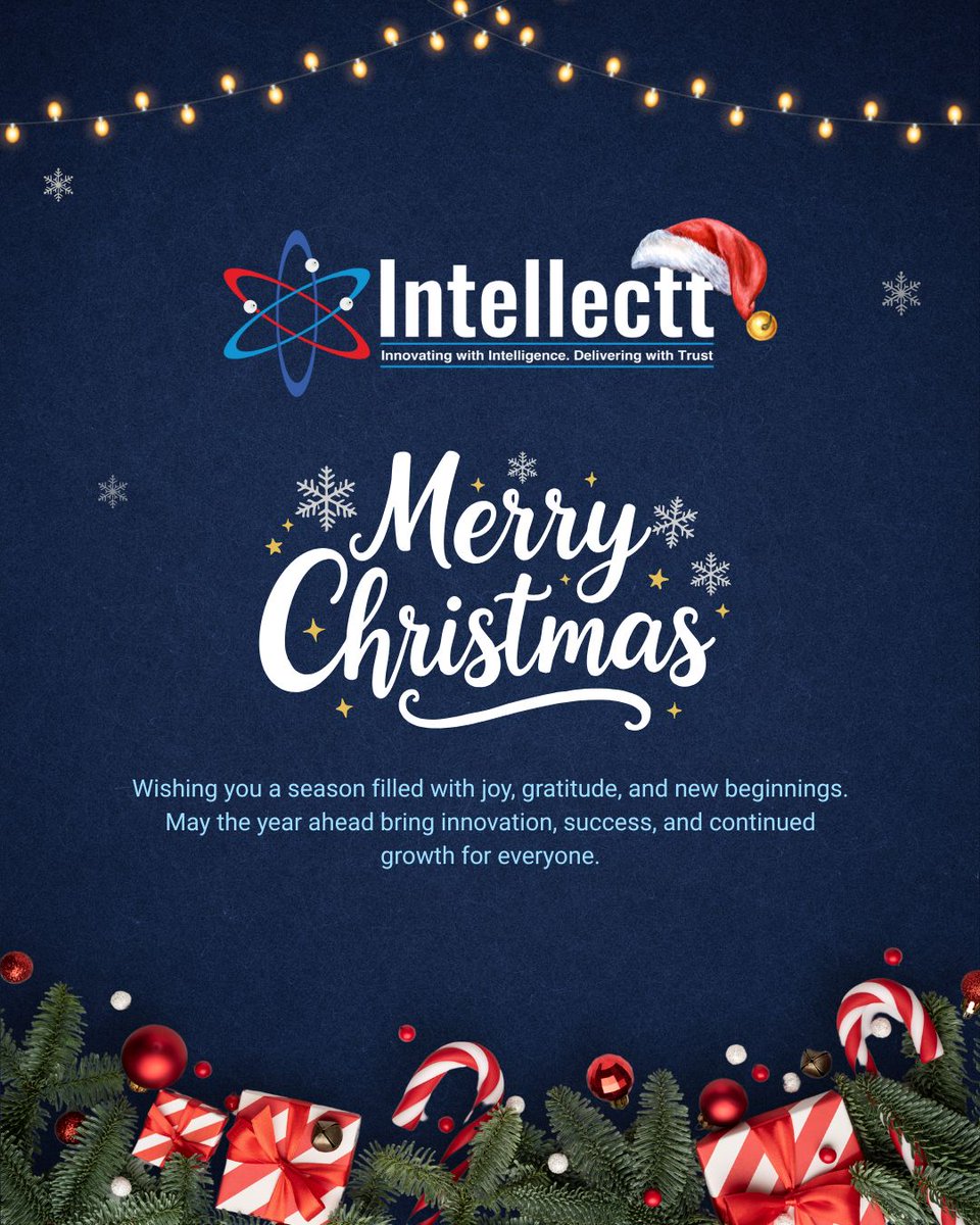 Intellectt_Inc's tweet photo. Joyful Christmas! 🎄As the year comes to a close, we’d like to thank our clients, partners, well wishers and team for their continued trust and support. Wishing everyone a joyful holiday season and a successful New Year ahead. ✨

#MerryChristmas #SeasonGreetings #Intellecttway https://t.co/AP6jTUMMsE