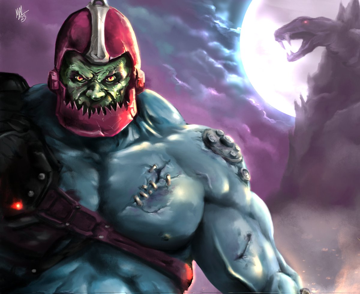 Mark_Lapping's tweet photo. A Jaw for a Jaw!
A hidden grin emerges beneath his sharp metallic jaw, it was simply a matter of time. Trap Jaw sought his revenge over the Lord of Snake Mountain, claiming his own Christmas gift; the very jaw of Skeletor. 
Kronis has risen. 😁💪⚔️
#motu #trapjaw by #marklapping https://t.co/91209tJ9hh