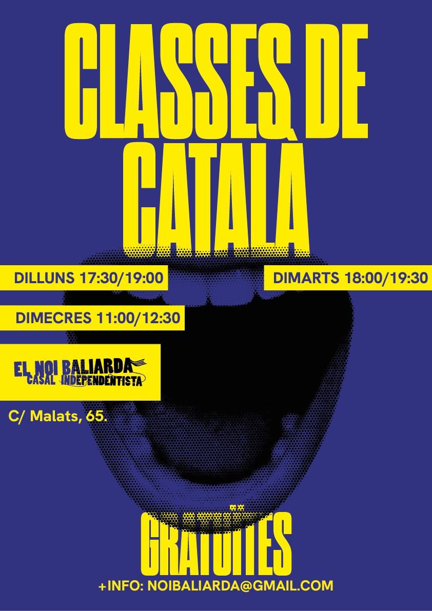 Continuem amb les classes de català al Casal <a href="/ElNoiBaliarda/">El Noi Baliarda</a> 

Seran els dilluns de 17:30h a 19h.
Els dimarts de 18h a 19:30h.
Els dimecres d'11h a 12:30h.

Pels nivells més inicials i totalment gratuïtes.
Si necessites més informació escriu-nos a cielnoibaliarda@gmail.com