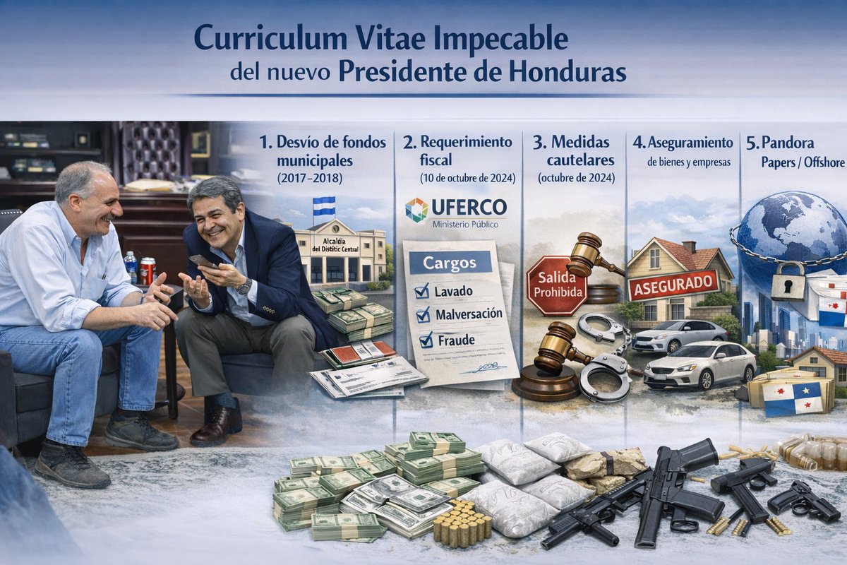 🚨 ATENCIÓN COMUNIDAD INTERNACIONAL 🚨 

AQUÍ LES DEJO EL CURRÍCULUM VITAE DEL NUEVO PRESIDENTE DE HONDURAS 🇭🇳 

EXPERIENCIA LABORAL - RACHA &amp; Co.

1) Desvío de fondos municipales (2017–2018) — ~28–29 millones de lempiras
•UFERCO investigó la emisión de cheques y transferencias