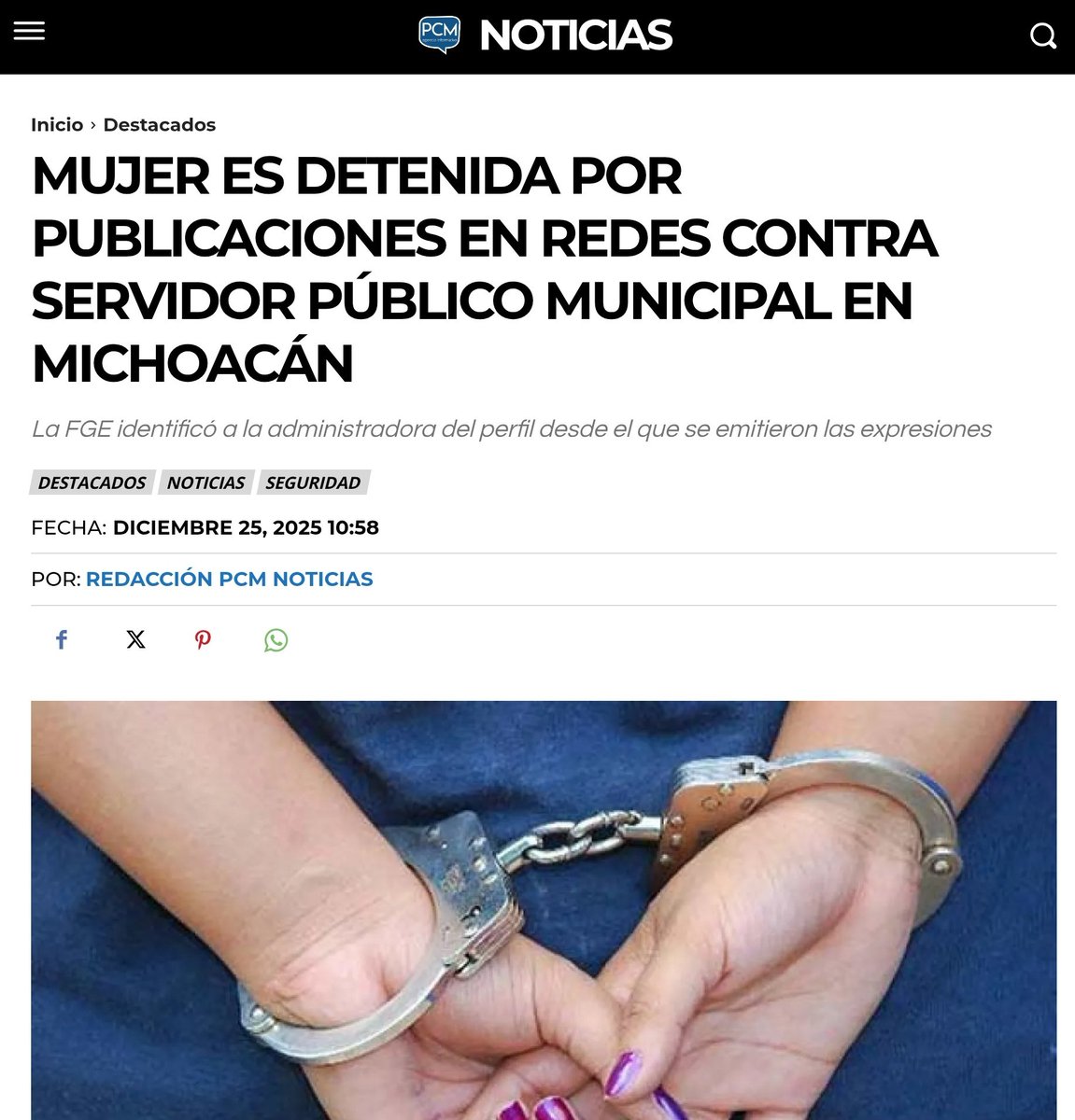 jorgegogdl's tweet image. Detienen a una mujer en Michoacán por el delito de "ATAQUES AL HONOR POR MEDIOS CIBERNÉTICOS", luego de que criticara a un funcionario del municipio de San Juan Nuevo Parangaricutiro. El michoacán de @ARBedolla donde hay presos por criticar a políticos. 🤢