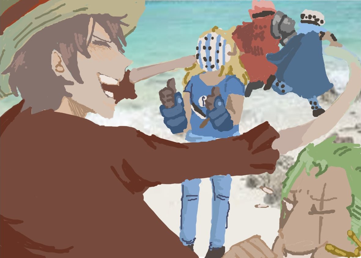 MERRY CHRISTMAS #opsecretsanta2025
I got <a href="/juanatheffish/">Juana F</a> , I really hope this is alright, I saw the reunion wish so I wanted to make Kidd and Law run from a hug, Killers there too LMFAO