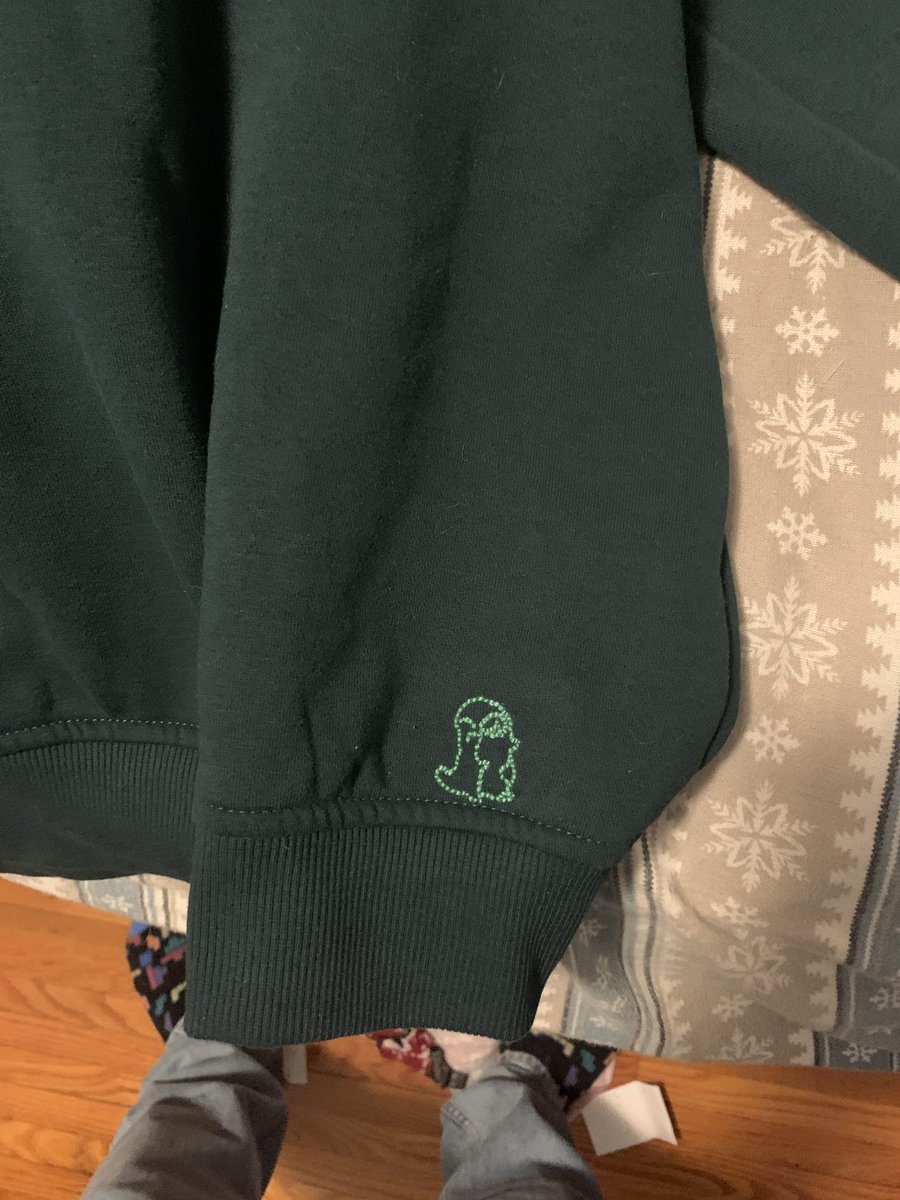 my girlfriend embroidered me this hollow knight sweatshirt for christmas and even "hid" grubs on it to find like in the game 😭 love her so much <a href="/poeticallysoft/">tay</a>