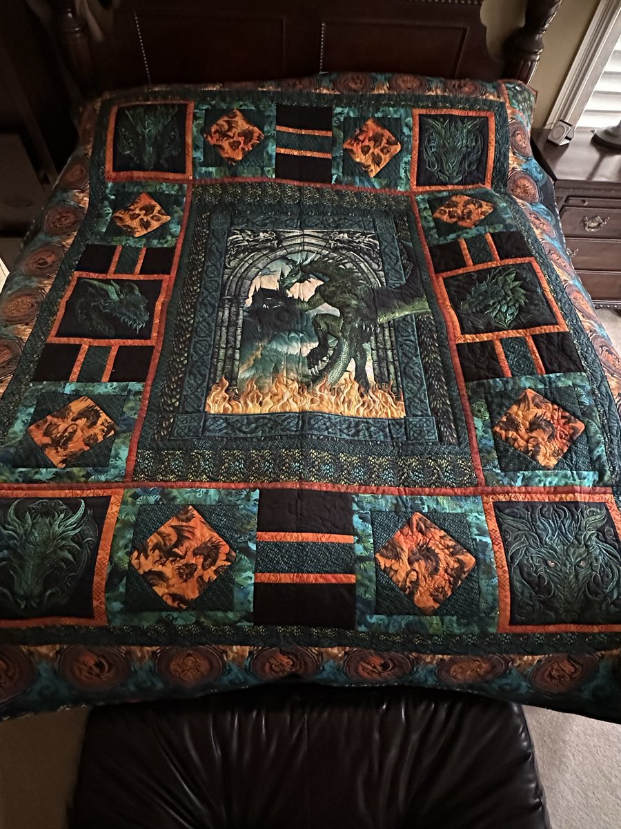 Ok. So my wife gets me and loves me.  She’s been quilting for less than a year and is definitely not into my hobby.  But for months she worked on this and it was my present today!  #quilting #ttrpg #MerryChristmas