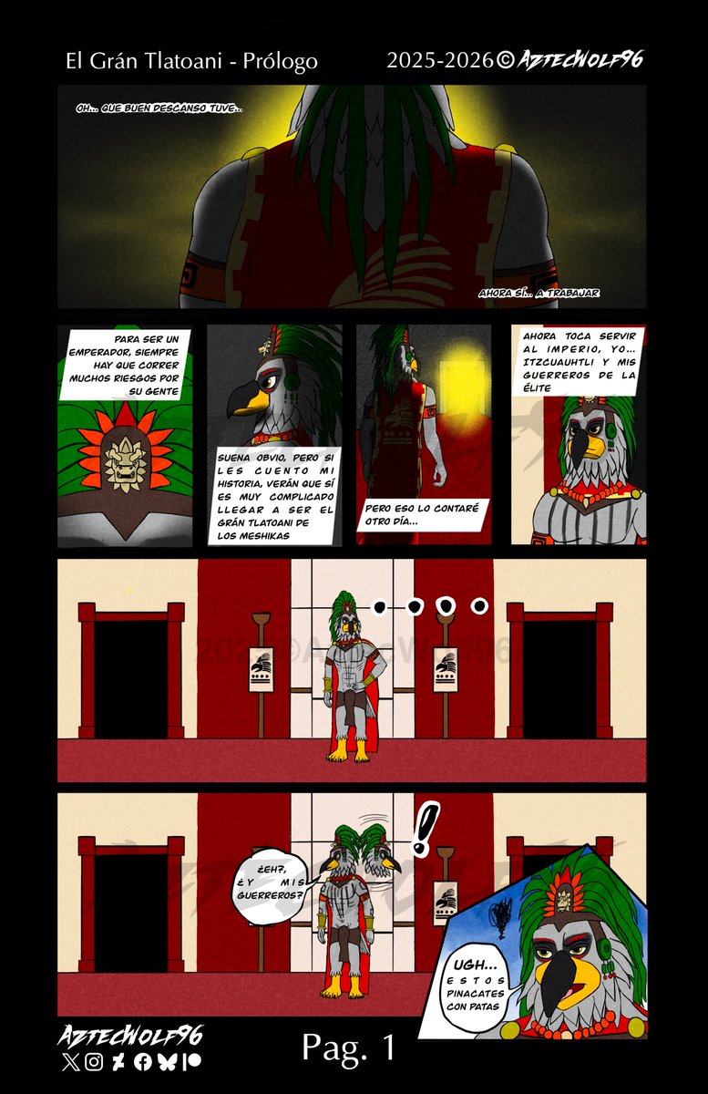 AztecWolf_96's tweet photo. The Great Tlatoani Prologue PAG 1 - AztecWolf96

(Great Tlatoani’s new page will be released every 15 days per page*)
HAPPY PANQUETZALIZTLI !, MERRY CHRISTMAS!! 🎅🏻🎄🪅
#MerryChristmas #TheGreatTlatoani #ElGranTlatoani #comic #furryfriday #anthro #furry  #mexica #fandomfurry #mexico #warrior #guerrero