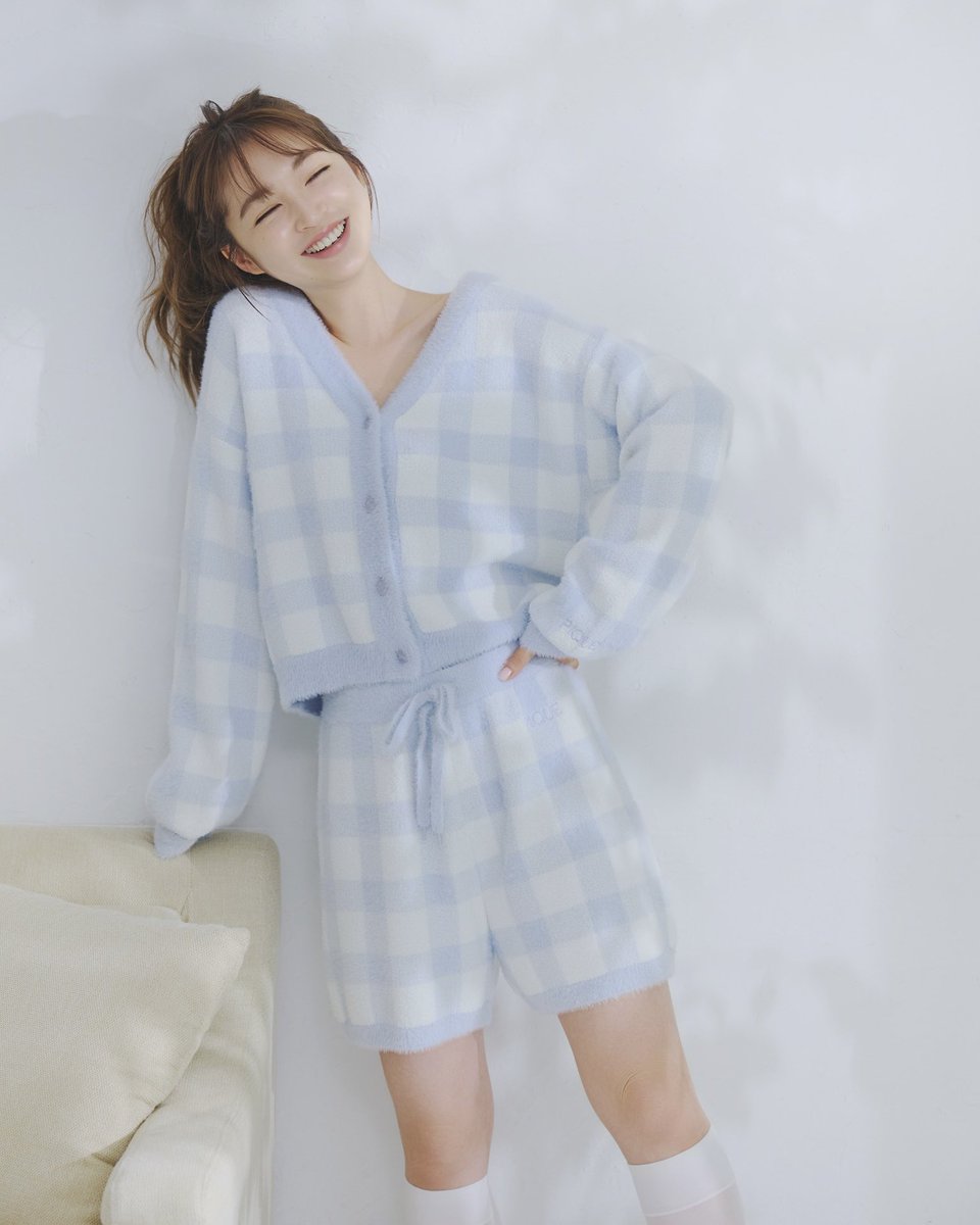 USAGI ONLINE限定 チェック柄カーディガン&ショートパンツセット gelato pique USAGI ONLINE Limited item ☁️🩵 前シーズンに大好評