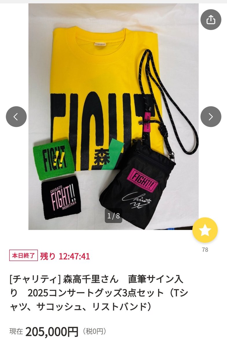 いよいよ本日終了ですね、 争奪戦は残り半日 直筆サイン入りグッズは誰
