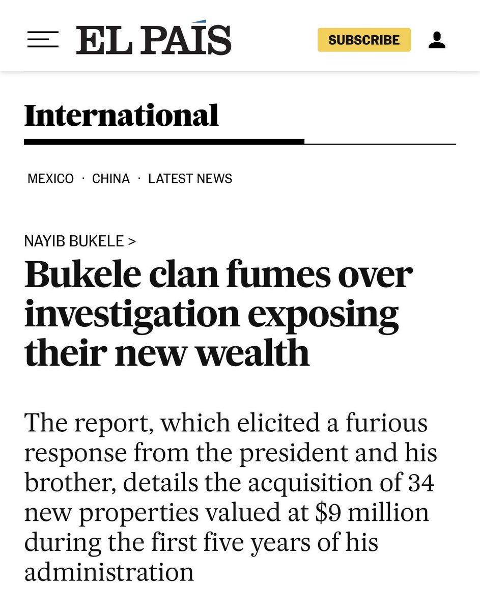 HLFrisbie's tweet image. El presidente Bukele y cinco familiares, (3 hermanos,su esposa su madre) adquirieron 34 nuevas propiedades valuadas en 9 millones de dólares en los primeros 5 años en el cargo

Mientras el 29,8 % de la población ha caído en pobreza extrema