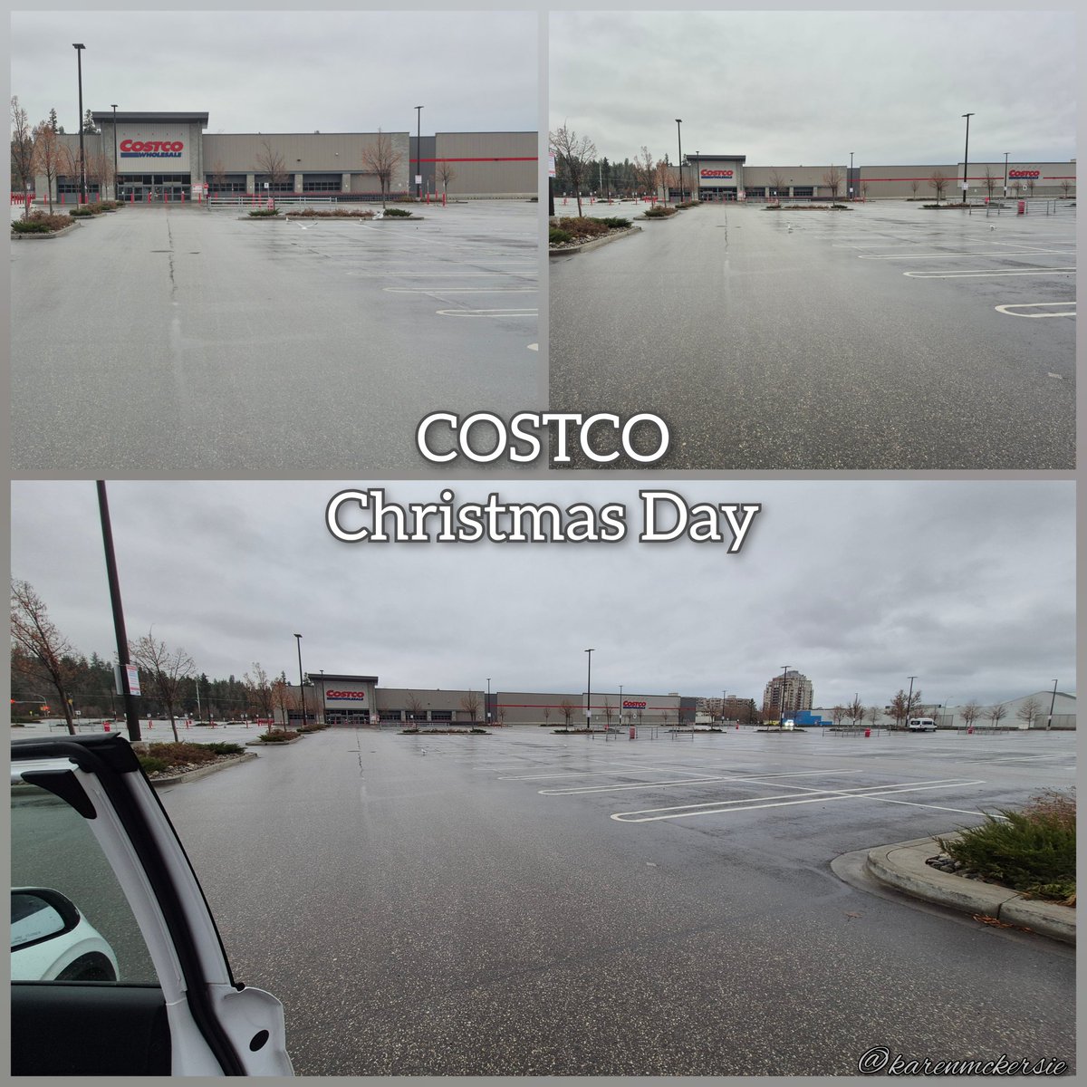 karenmckersie's tweet image. 🚙🛒 Its A Christmas Miracle! 🎅🪄 The one and only time of year you will see a empty parking lot at Costco, lol 😆 This parking lot is huge in Kelowna, and its ALWAYS Packed 364 days a year!! 🤣🛒🚙🛻🚘 #Costco #ChristmasDay #ChristmasMiracle