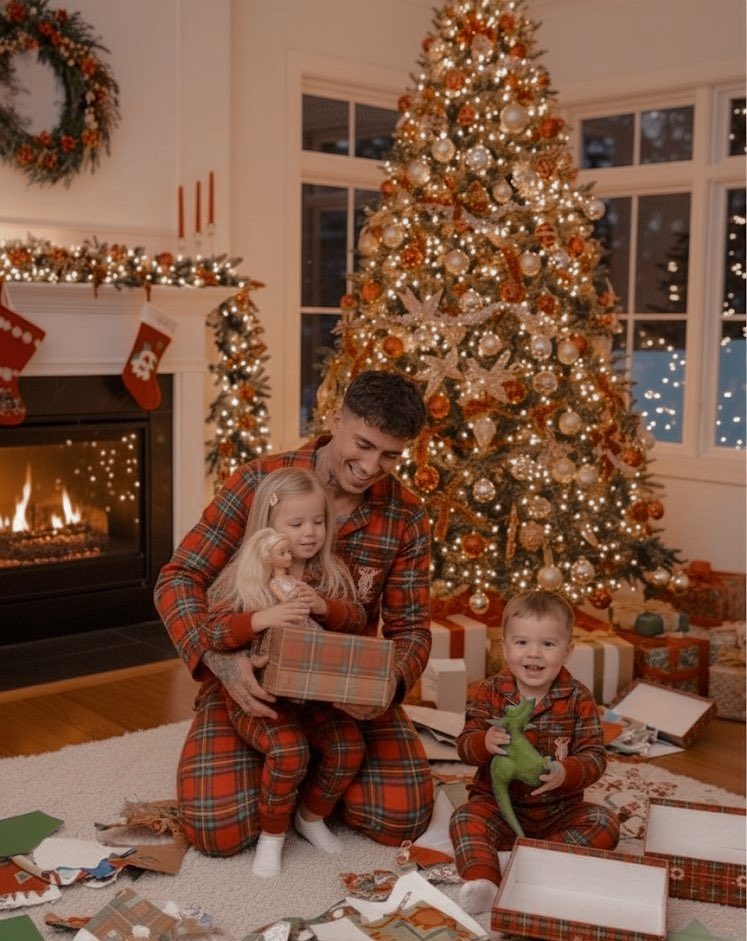 sckmath's tweet image. Criando memórias que aquecem o coração. Nossa noite mágica, tudo por vocês meus filhos! Que a magia do Natal alcance a todos, hoho 🎅🏻🎄❤️