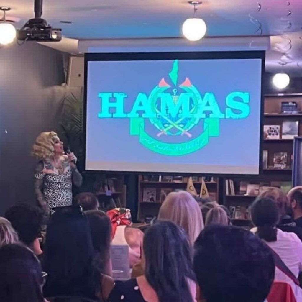 EYakoby's tweet image. Toronto’s oldest gay bookstore kicked off Pride Month by hosting drag queens who romanticized Hamas.

This is mental illness on full display.