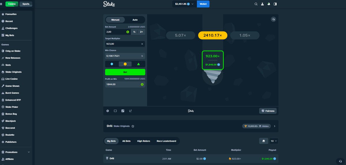 Flyvendee's tweet image. New drill game is very good @Stake 
923x 
gg