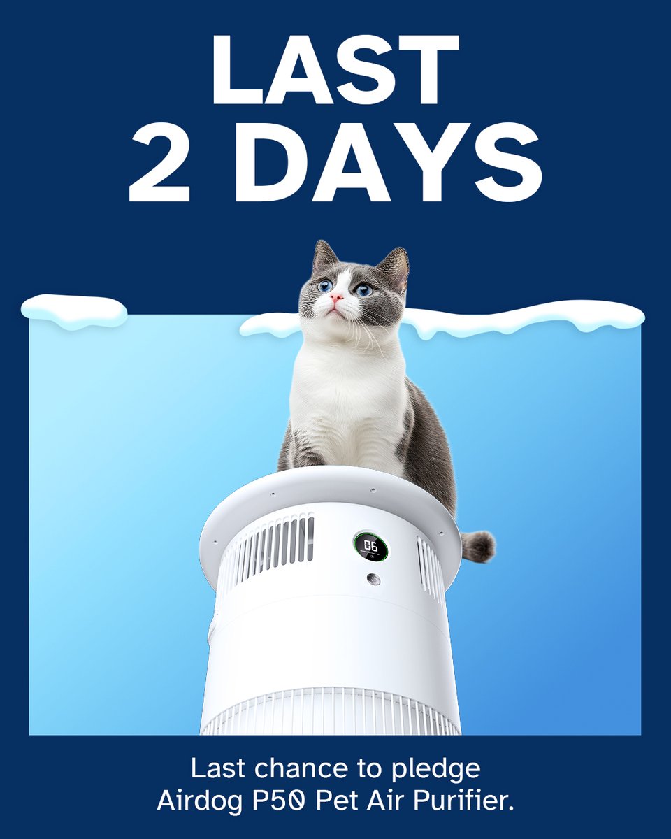 AirdogPro's tweet photo. Most air purifiers make you replace filters again and again.
Airdog doesn’t.
⏰ Crowdfunding ends in 2 days.
Miss this, and the price goes up.
👉 Join now before it’s gone. 
 #Airdog #AirPurifier #EcoFriendly #ReusableFilters #HealthyHome#AirdogP50PetAirPurifier https://t.co/2iiUbcQZ1m