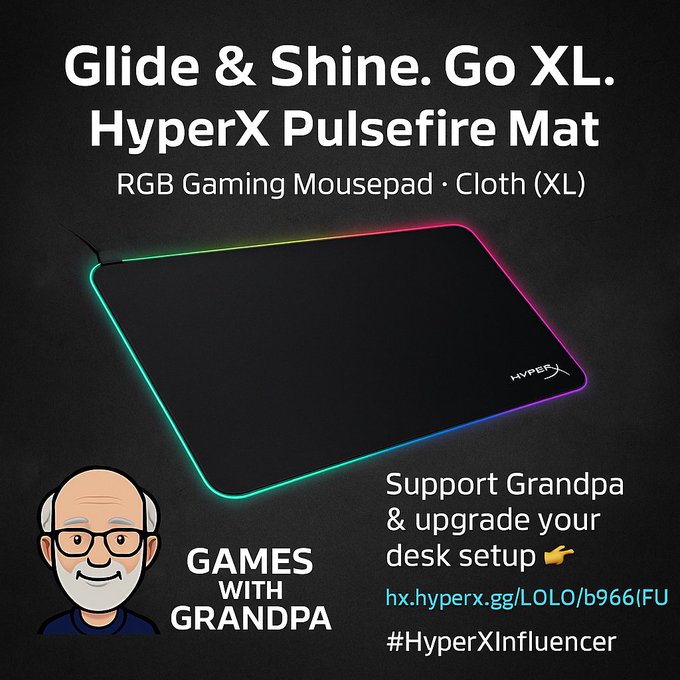 🎮 Light up your grind with the <a href="/HyperX/">HyperX</a> Pulsefire Mat RGB (XL) — buttery-smooth glide, vibrant RGB glow, and gamer-grade precision.

🔥 Power Grandpa’s playstyle 👉 hx.hyperx.gg/LOLO/b96oIjFU
#HyperXInfluencer #GamesWithGrandpa #RGBMat #StreamerGear #GamingSetup