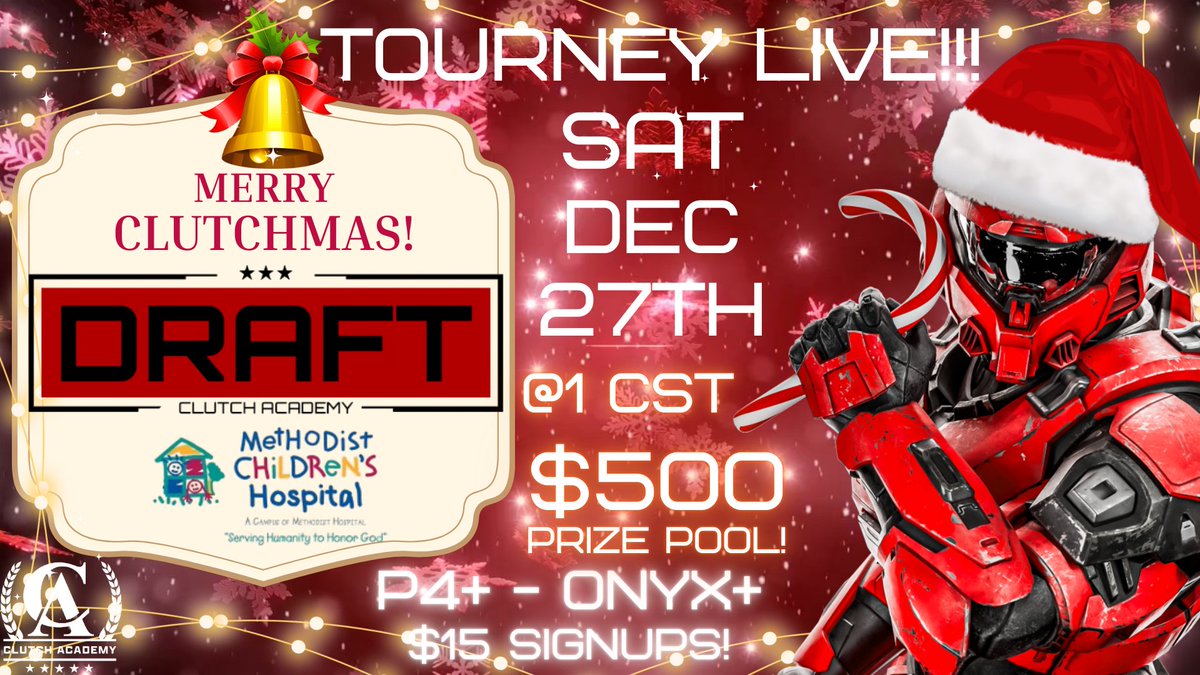 ClutchAcademyGG's tweet image. 🎁 CLUTCHMAS GIVEAWAY 🎁
We’re giving away 5,600 Halo Credits to 3 different winners to celebrate Clutchmas and our charity tournament this weekend!
How to enter:
Like this post
Retweet/Requote
Tag 2 friends you want a chance to win with!

Now the MOST important part 👇

This…