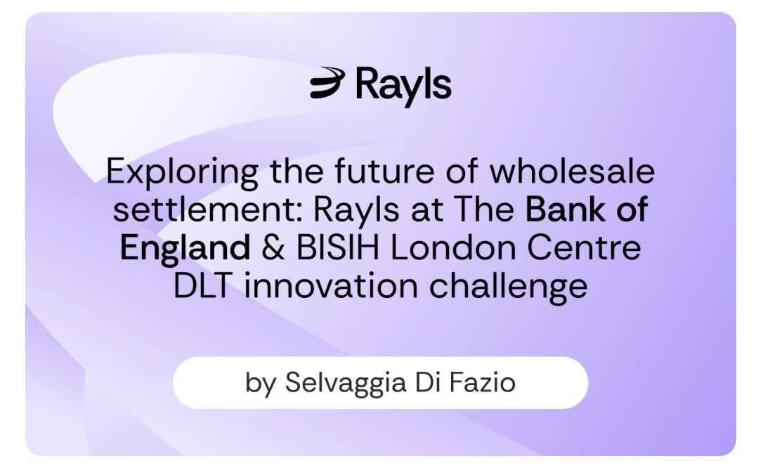 manhblueX's tweet photo. The future of wholesale payments is being actively researched.

Through the Distributed Ledger Technology (DLT) Innovation Challenge, jointly organized by the Bank of England and the BIS London Innovation Centre, Rayls contributed to research into whether central bank money can be securely settled on external programmable ledgers without sacrificing trust, control, or stability.

Key focus areas included:
• Finality and security of payments
• Organizational scalability
• Network and asset governance
• Ledger interoperability

@RaylsLabs demonstrated how DLT can integrate with existing financial infrastructure, utilizing ISO standards and multi-stakeholder governance to support high-volume, regulatory-compliant payments.

This challenge wasn't about product launches, but about testing real-world judgments.

A clear signal that DLT is moving closer to core financial market infrastructure, not just being experimented with.

TradFi and programmatic finance are transforming cautiously, securely, and on a large scale. 
Learn more at : https://t.co/z6QVuRsHit