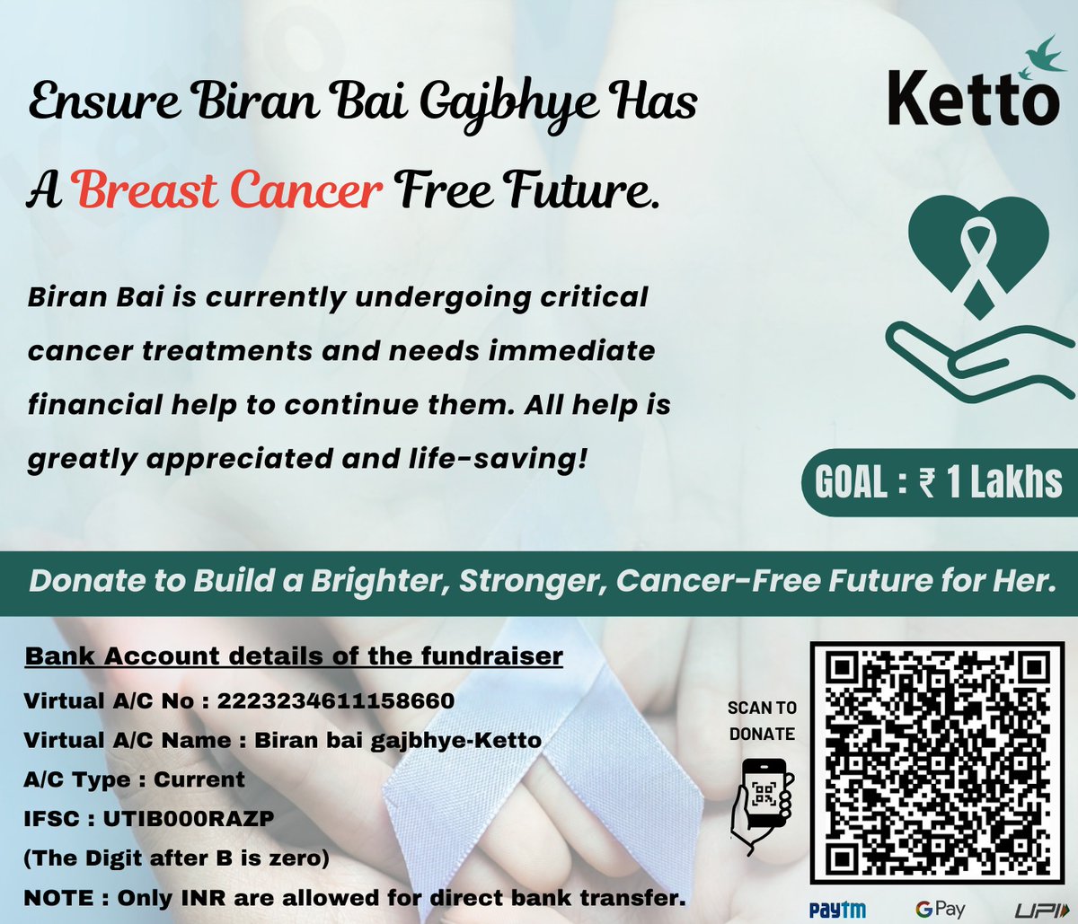 shubham53113144's tweet photo. My mother is battling cancer and urgently needs chemotherapy.
We are struggling to arrange funds.

Please help or share 🙏
Ketto link: https://t.co/9lgtOflFwV

@Ketto @SonuSood @CMMadhyaPradesh @PMOIndia
#CancerHelp #UrgentMedicalHelp #savelife https://t.co/NwN0CDTOYs