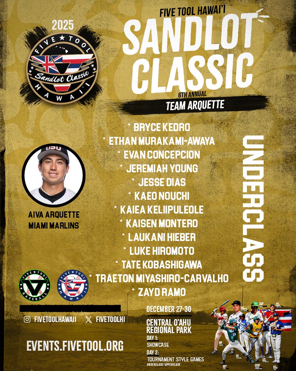 FiveToolHI's tweet photo. The @FiveTool Hawai’i Sandlot Classic (@ClassicHawaii) Underclass schedule and rosters are out now! #WatchEm https://t.co/QfjiNVP1En