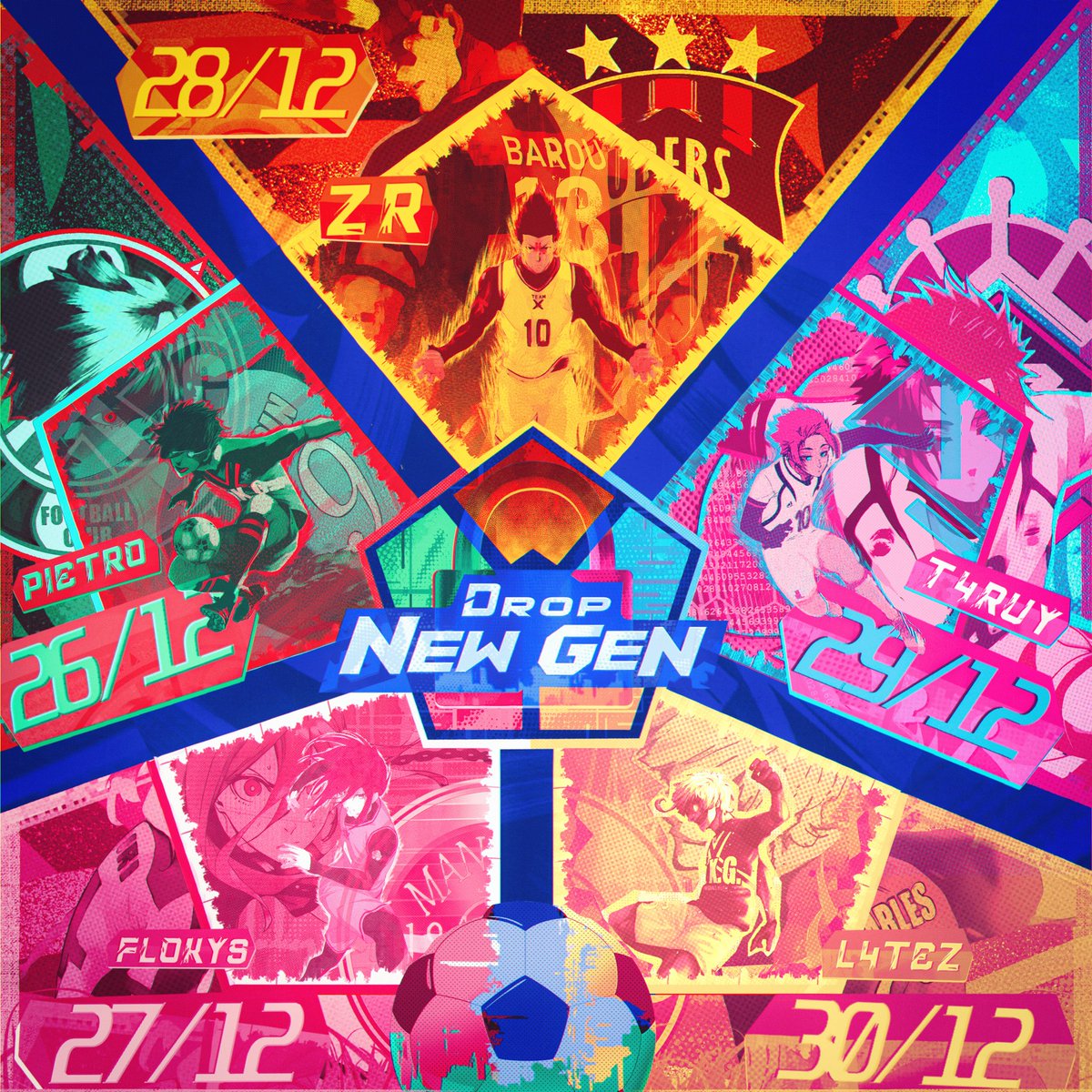 DROP NEW GEN
A nova geração entra em campo. ⚽🔥

🗓️ 26/12 — Pietro
🗓️ 27/12 — Flokys
🗓️ 28/12 — ZR 
🗓️ 29/12 — T4ruy
🗓️ 30/12 — L4TEZ