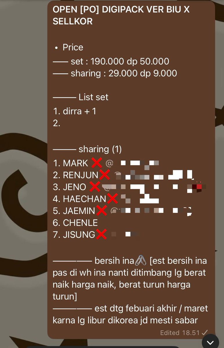 OPEN [PO] ALBUM “BEAT IT UP” DIGIPACK VER X SELLKOR

- set : 190.000 dp 50.000
- sharing : 29.000 dp 9.000 [sharing mesti full]

—— est bersih ina yaa
—— go dom depok
—— mesti sabar yaa🤜🤛