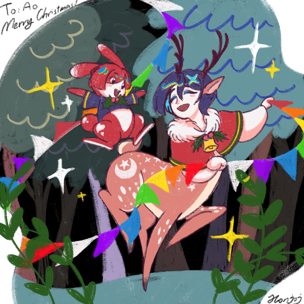 Merry Christmas <a href="/MoonCatOmelet/">Aotoshironojersey</a>
! I'm so glad to be your secret Santa hohoho😆Hope you enjoy this fantasy scene that little fairy animals enjoy this day together!
#HanadollSecretSanta <a href="/HanadollSanta/">HanaDoll❄️ Secret Santa ❄️🎁🌸</a>