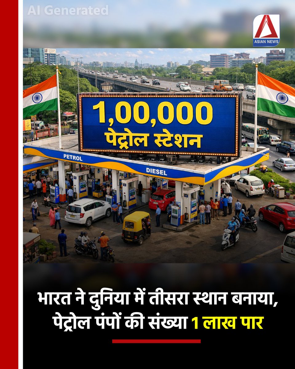 Asian_newsBH's tweet image. दुनिया में पेट्रोल पंप के मामले में भारत तीसरे नंबर पर।
1️⃣ अमेरिका – 1,96,643
2️⃣ चीन – 1,15,228
3️⃣ भारत – 1,00,000+

#PetrolPump #IndiaFuelNetwork #FuelRetail #PetrolIndia #IndiaInfrastructure #asiannewsbharat