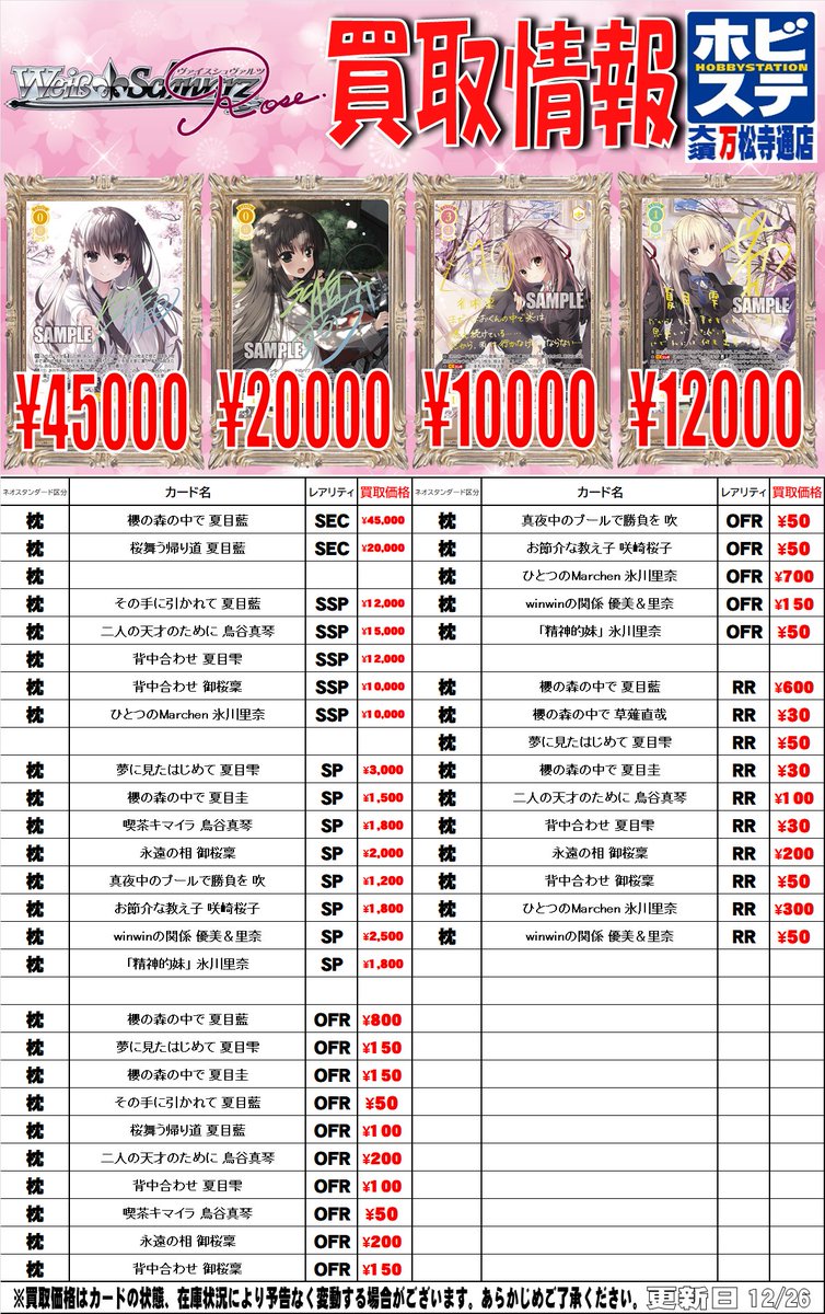 高額所得者全覧ー昭和57年5月調査― ヴァイスシュヴァルツロゼ買取情報】 櫻の森の中で 夏目藍 SEC 45000