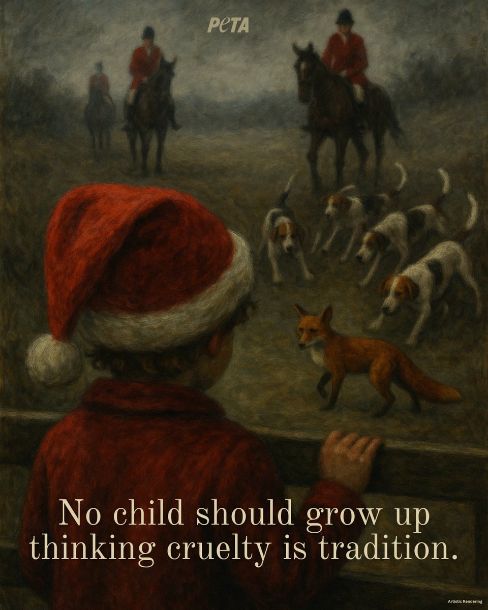 PETAUK's tweet image. On Boxing Day, hunts rampage across the countryside, exposing children to violence and teaching them that cruelty is tradition.
